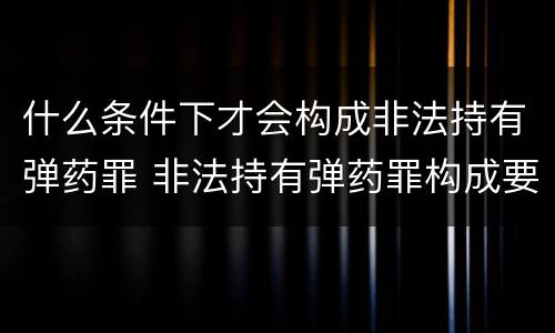 什么条件下才会构成非法持有弹药罪 非法持有弹药罪构成要件