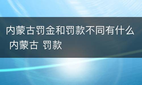 内蒙古罚金和罚款不同有什么 内蒙古 罚款