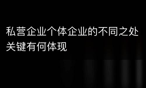 私营企业个体企业的不同之处关键有何体现