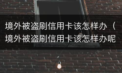 境外被盗刷信用卡该怎样办（境外被盗刷信用卡该怎样办呢）
