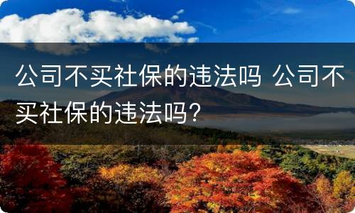公司不买社保的违法吗 公司不买社保的违法吗?