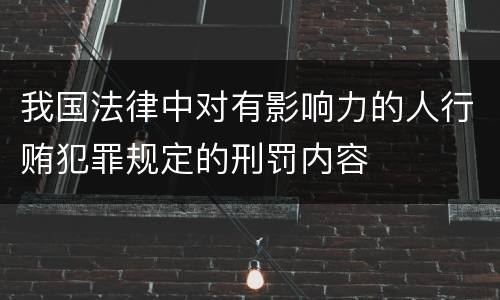 我国法律中对有影响力的人行贿犯罪规定的刑罚内容