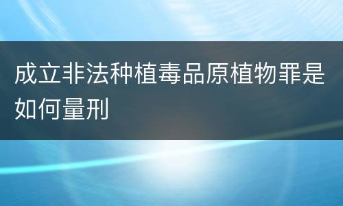 成立非法种植毒品原植物罪是如何量刑 成立非法种植毒品原植物罪是如何量刑