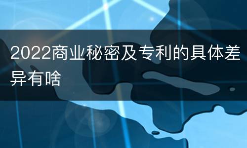 2022商业秘密及专利的具体差异有啥