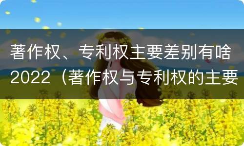 著作权、专利权主要差别有啥2022（著作权与专利权的主要区别）
