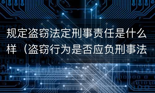 规定盗窃法定刑事责任是什么样（盗窃行为是否应负刑事法律责任）