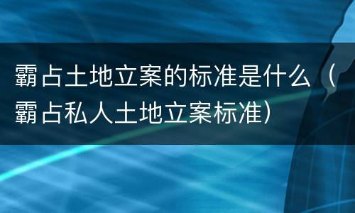 霸占土地立案的标准是什么（霸占私人土地立案标准）
