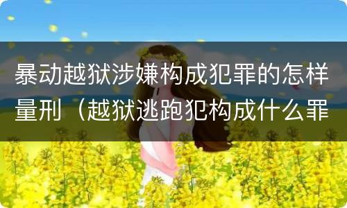 暴动越狱涉嫌构成犯罪的怎样量刑（越狱逃跑犯构成什么罪）