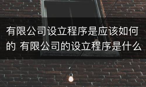 有限公司设立程序是应该如何的 有限公司的设立程序是什么