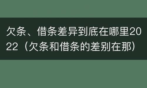 欠条、借条差异到底在哪里2022（欠条和借条的差别在那）