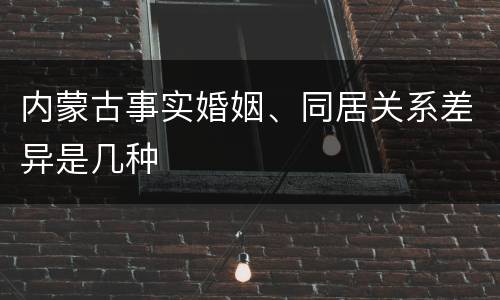 内蒙古事实婚姻、同居关系差异是几种