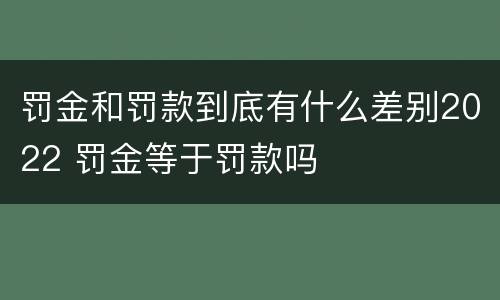 罚金和罚款到底有什么差别2022 罚金等于罚款吗
