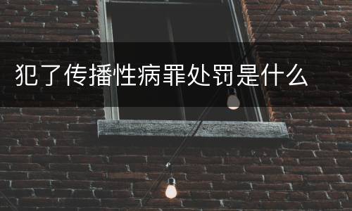 犯了传播性病罪处罚是什么