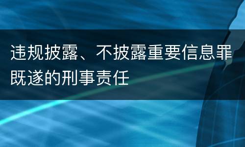 违规披露、不披露重要信息罪既遂的刑事责任