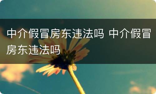 中介假冒房东违法吗 中介假冒房东违法吗