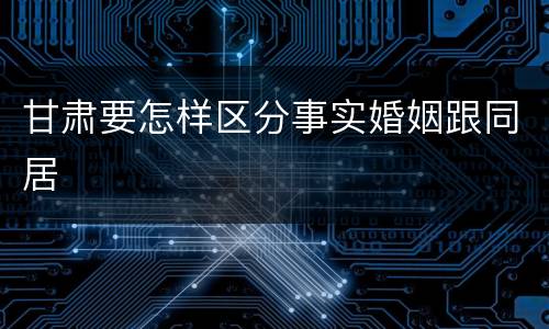 甘肃要怎样区分事实婚姻跟同居