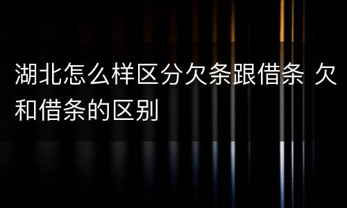 湖北怎么样区分欠条跟借条 欠和借条的区别