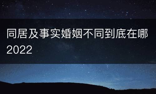 同居及事实婚姻不同到底在哪2022