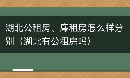 湖北公租房、廉租房怎么样分别（湖北有公租房吗）