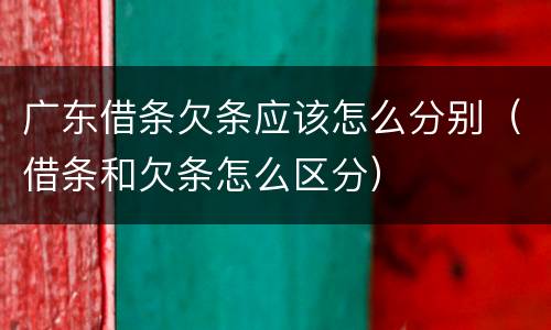 广东借条欠条应该怎么分别（借条和欠条怎么区分）