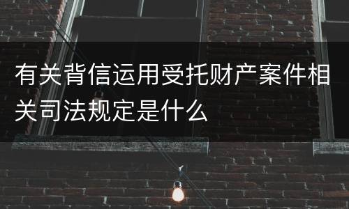 有关背信运用受托财产案件相关司法规定是什么