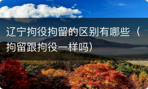 辽宁拘役拘留的区别有哪些（拘留跟拘役一样吗）