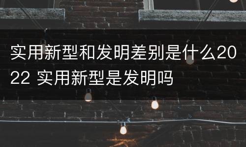 实用新型和发明差别是什么2022 实用新型是发明吗