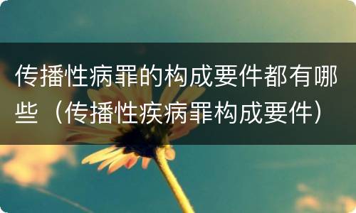 传播性病罪的构成要件都有哪些（传播性疾病罪构成要件）
