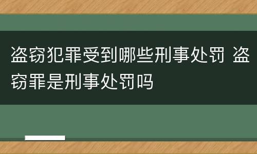 盗窃犯罪受到哪些刑事处罚 盗窃罪是刑事处罚吗