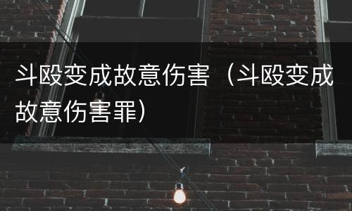 斗殴变成故意伤害（斗殴变成故意伤害罪）