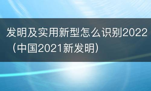 发明及实用新型怎么识别2022（中国2021新发明）