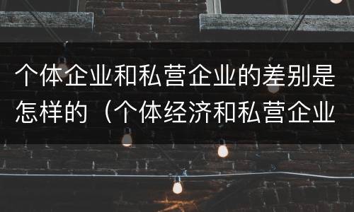 个体企业和私营企业的差别是怎样的（个体经济和私营企业的区别）
