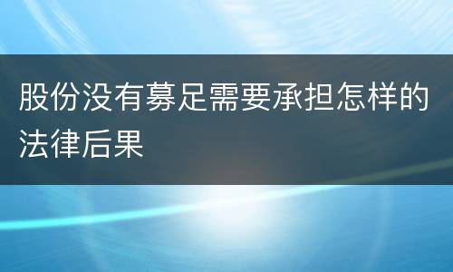 股份没有募足需要承担怎样的法律后果