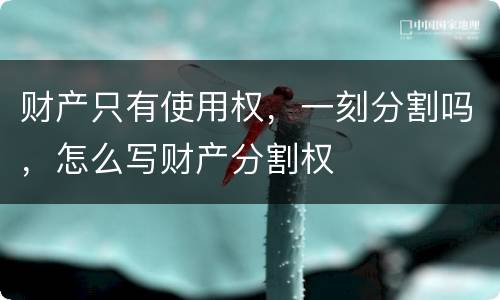 财产只有使用权，一刻分割吗，怎么写财产分割权