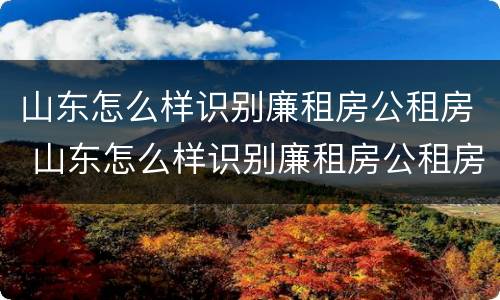 山东怎么样识别廉租房公租房 山东怎么样识别廉租房公租房信息