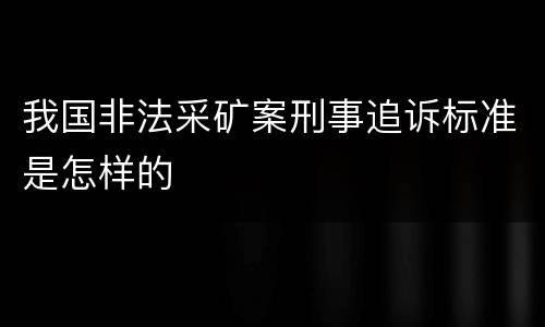 我国非法采矿案刑事追诉标准是怎样的