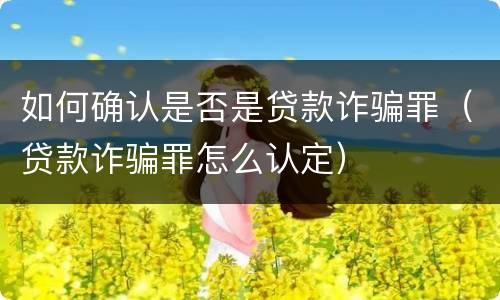 如何确认是否是贷款诈骗罪（贷款诈骗罪怎么认定）