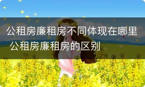 公租房廉租房不同体现在哪里 公租房廉租房的区别