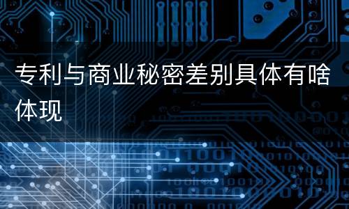 专利与商业秘密差别具体有啥体现