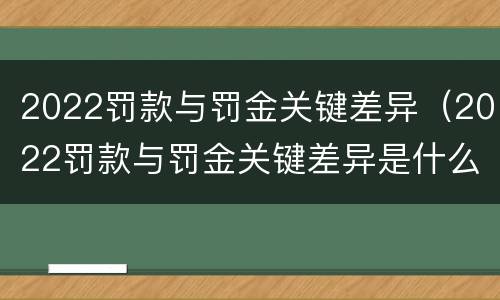 2022罚款与罚金关键差异（2022罚款与罚金关键差异是什么）