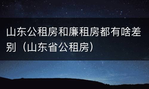 山东公租房和廉租房都有啥差别（山东省公租房）