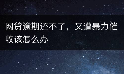 网贷逾期还不了，又遭暴力催收该怎么办