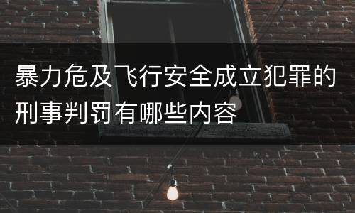 暴力危及飞行安全成立犯罪的刑事判罚有哪些内容