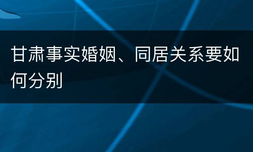 甘肃事实婚姻、同居关系要如何分别