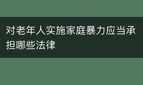 对老年人实施家庭暴力应当承担哪些法律