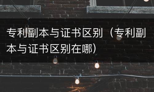 专利副本与证书区别（专利副本与证书区别在哪）