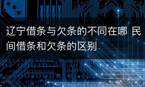 辽宁借条与欠条的不同在哪 民间借条和欠条的区别