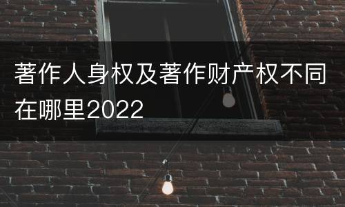 著作人身权及著作财产权不同在哪里2022