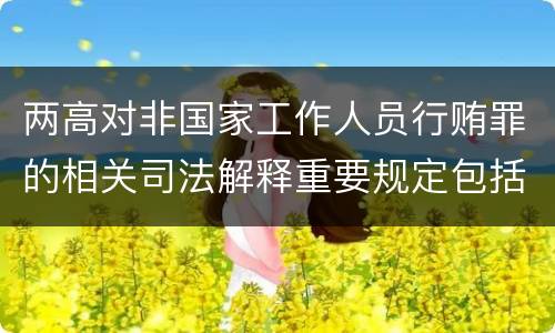 两高对非国家工作人员行贿罪的相关司法解释重要规定包括什么