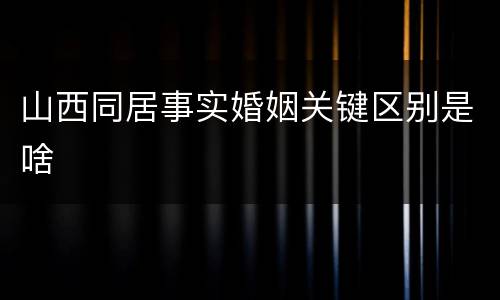 山西同居事实婚姻关键区别是啥
